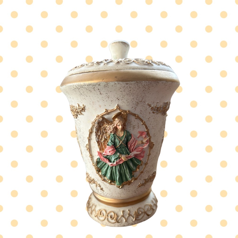 Rare 3D Cherubs 3 Angels Trinket decor Dish 5" Victorian  Styleceramic material.